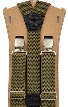 Однотонные широкие мужские подтяжки цвета хаки зеленого цвета