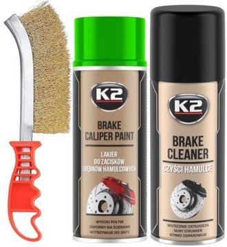 K2 ZESTAW LAKIER FARBA DO MALOWANIA ZACISKÓW HAMULCOWYCH SPRAY ZIELONY