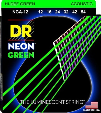 DR NGA 12-54 NEON GREEN STRUNY GITARA AKUSTYCZNA