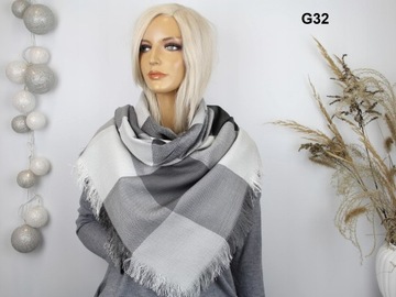 ЧЕРНО-БЕЛЫЙ ШАРФ В КЛЕТКУ, ШАРФ ПОЛЬСКОГО ПРОИЗВОДСТВА