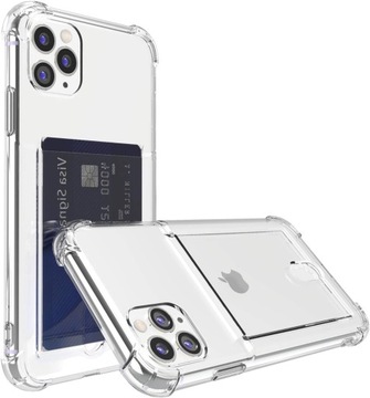 Etui Iphone 11 pro max z kieszonka na kartę przezroczyste.