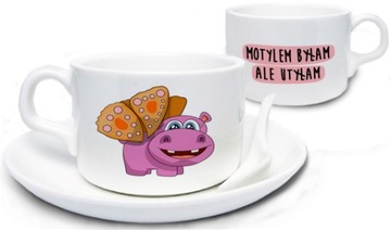 Zabawna filiżanka motyl hipopotam na prezent