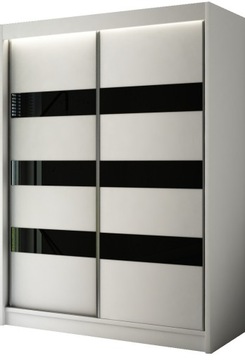Szafa Przesuwna Garderoba 150cm Biała Lacobel LED