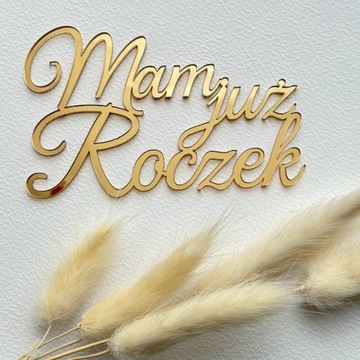 Mam już Roczek Dekor na bok tortu Złote PLEXI lustro