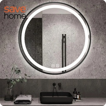 СВЕТОДИОДНОЕ ЗЕРКАЛО ДЛЯ ВАННОЙ 60 см, КРУГЛОЕ, С ПОДСВЕТКОЙ, В РАМКЕ-ЛОФТ, БЕЗ ПАРА