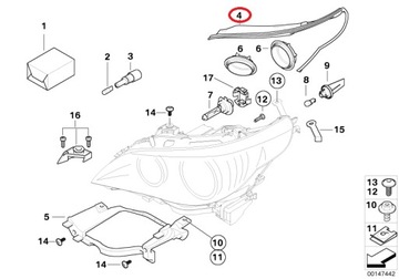 OE BMW E60 E61 ПРОКЛАДКА ЛЕВОЙ ФАРЫ