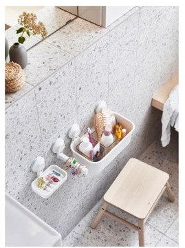 ТИСКЕН корзина на присосках белая для ванной IKEA