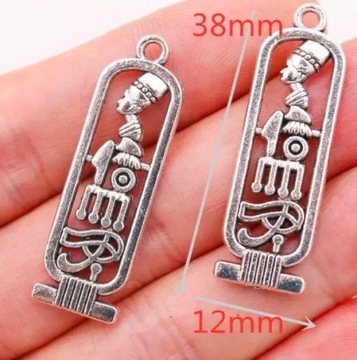EGIPT kartusz OKO HORUSA amulet srebrny rzemyk