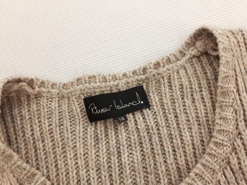 RIVER ISLAND gruby SWETER KARDIGAN z wełną CIEPŁY brown _ 38