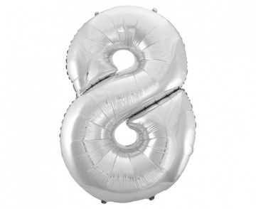 Balon Cyfra 8 Srebrna - 92 cm