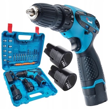 ОТВЕРТКА АККУМУЛЯТОРНАЯ ДРЕЛЬ 2xРАЗЪЕМКИ ДЛЯ АККУМУЛЯТОРОВ НАБОР СВЕТОДИОДНЫХ НАСАДОК 21 В