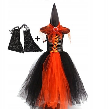 Halloween Costume Witch Puff Skirt Kostium cosplay