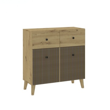 KOMODA Z SZUFLADAMI DWUDRZWIOWA DĄB ARTISAN 91 CM 2 SZUFLADY