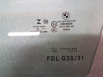 BMW 5' G30 G31 18R SKLO (OKNO) BOČNÍ DVEŘE LEVÝ PŘEDNÍ