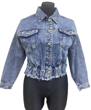 KURTKA JEANS KATANA ZE ŚCIĄGACZEM DENIM CROP XS