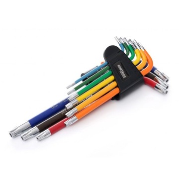 Zestaw kolorowych imbusów TORX 9 el. z otworem wzmacniane Kraft KD11930