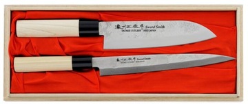 Zestaw 2 noży SantokuSashimi Satake Nashiji Natural