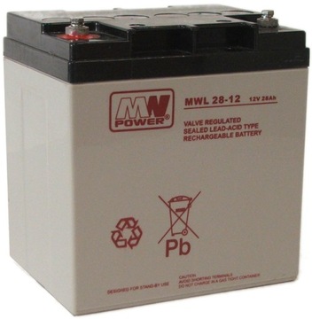 AKUMULATOR BATERIA BEZOBSŁUGOWY MW POWER MWL 28Ah 12V MWL28 28-12 CENTRALA