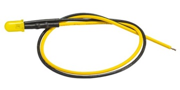Kontrolka LED 5mm 12V ŻÓŁTA z przewodem 20cm