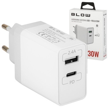 SZYBKA ŁADOWARKA SIECIOWA USB USB-C POWER DELIVERY KOSTKA 30W UNIWERSALNA