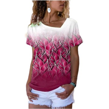 ELEGANCKA BLUZKA DAMSKA NADRUK DRZEWO LIŚCIE, XL