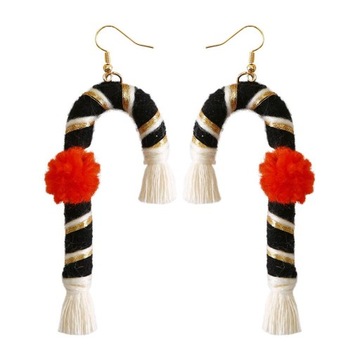 Плетение серег праздничной серии с бахромой и свисающей черной тростью Санта-Клауса