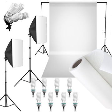 Студийный пакет с фоном DELUXStudio 8x85W 50x70см