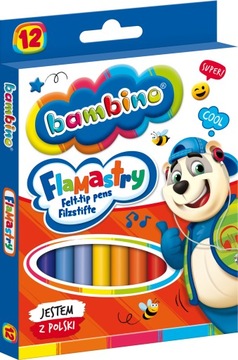 FLAMASTRY MAZAKI BAMBINO 12 KOLORÓW SZKOLNE