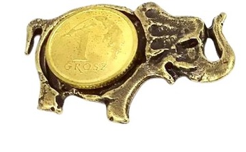 FIGURKA METALOWA NA SZCZĘŚCIE GROSIK SŁOŃ SŁONIK