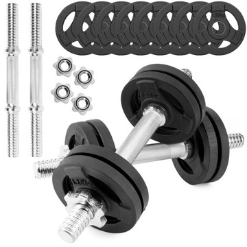 Hantle żeliwne regulowane 2x7,5kg kierownice gryfy zestaw do treningu 15kg