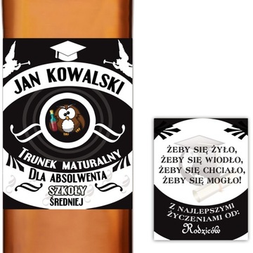 PREZENT DLA MATURZYSTY etykieta na whisky wódkę