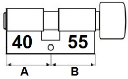 Wkładka z gałką 40/55G chrom 5 kluczy CAM