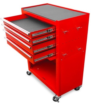 Шкаф для мастерской, тележка для инструментов, 4 ящика, ПОДЪЕМНЫЙ, красный