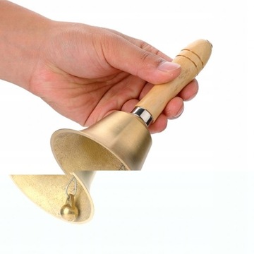 КОЛОКОЛЬЧИК САНТЫ РУЧНОЙ ЛАТУННЫЙ ШКОЛЬНЫЙ ЗВОНОК 15 СМ