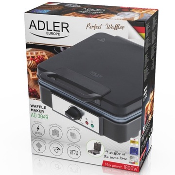 МОЩНАЯ Вафельница Adler AD3049 ЧЕРНАЯ 1800 Вт