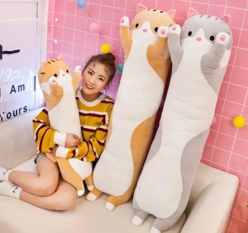 ПЛЮШЕВАЯ ПОДУШКА-МАСКОТ ДЛИННЫЙ КОТ 90см РОЗОВЫЙ КОТЕНОК