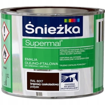 ŚNIEŻKA Supermal Emalia Olejno-Ftalowa Brązowy Czekoladowy Połysk 200ml RAL
