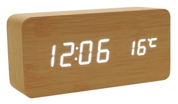 БУДИЛЬНИК ДЕРЕВЯННЫЕ Часы Дата LED ТЕРМОМЕТР 862