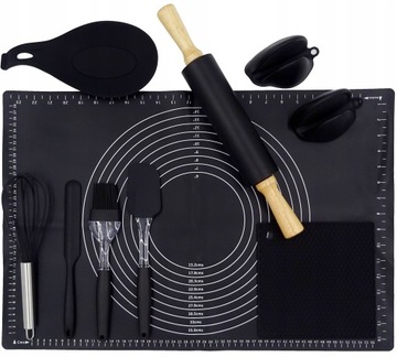 Набор кондитерской доски, силиконового коврика для выпечки, 10 элементов, 40 х 60 см.