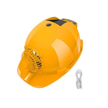 Kask słoneczny z twardą osłoną przeciwsłoneczną, przenośny wentylator elektryczny, klimatyzator, kapelusz ochronny, żółty