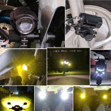МОТОЦИКЛ ГАЛОГЕННЫЕ СВЕТОДИОДНЫЕ ФАРЫ 60W 6000LM АЛЮМИНИЙ ЖЕЛТЫЙ+БЕЛЫЙ
