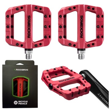PEDAŁY CZERWONE Z PINAMI ROWEROWE PLATFORMOWE MTB NYLON ROCKRBOS 2017-12CRD