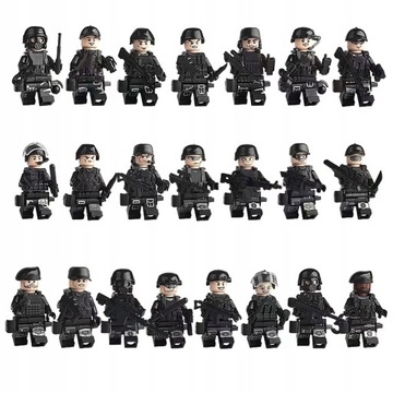 МИНИФИГУРЫ СОЛДАТЫ SWAT ПОЛИЦИЯ 22 ОРУЖИЕ ДЖИП