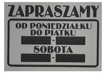 TABLICZKA GODZINY OTWARCIA metalizowana SREBRNA