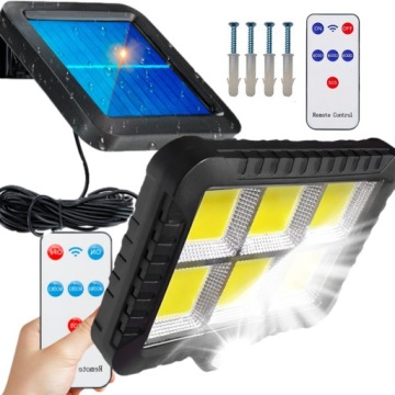 LAMPA SOLARNA Z CZUJNIKIEM RUCH ZMIERZCHU LED ZEWNĘTRZNA OGRODOWA + PILOT