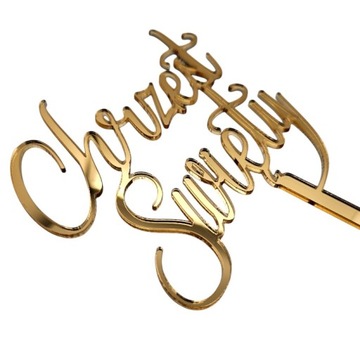 Топпер для торта на Крещение, золото, крестины, золотое зеркало