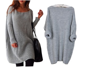 ТЕПЛЫЙ ДЛИННЫЙ ДЖЕМПЕР ТУНИКА OVERSIZE K22