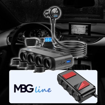 ROZDZIELACZ GNIAZDA ZAPALNICZKI 12V 24V ŁADOWARKA SAMOCHODOWA QC PD 3x USB