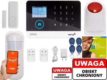 BEZPRZEWODOWY ALARM LCD GSM APP SYRENY WIFI POLSKI