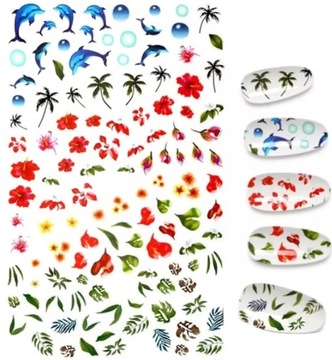 NAKLEJKA SAMOPRZYLEPNA KWIATY LIŚCIE PALMY F329